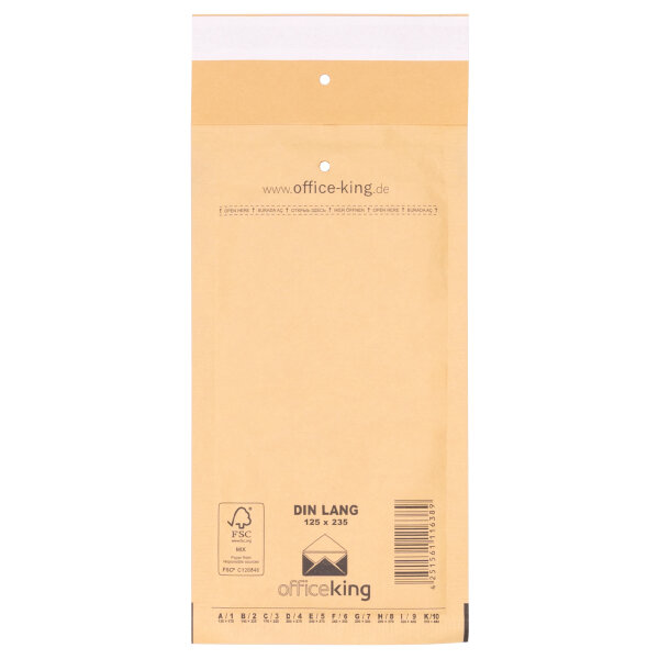 100x Luftpolstertaschen DIN LANG 125 x 235 mm officeking braun