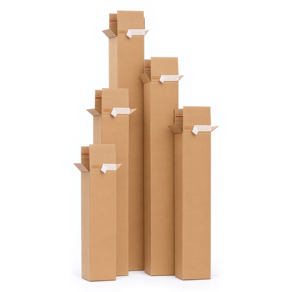 Square mailing tubes with self-adhesive strip and tear-off strip