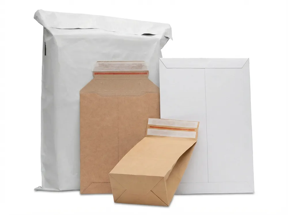 Verschiedene Versandtaschen und Luftpolsterumschläge für unterschiedliche Sendungsarten